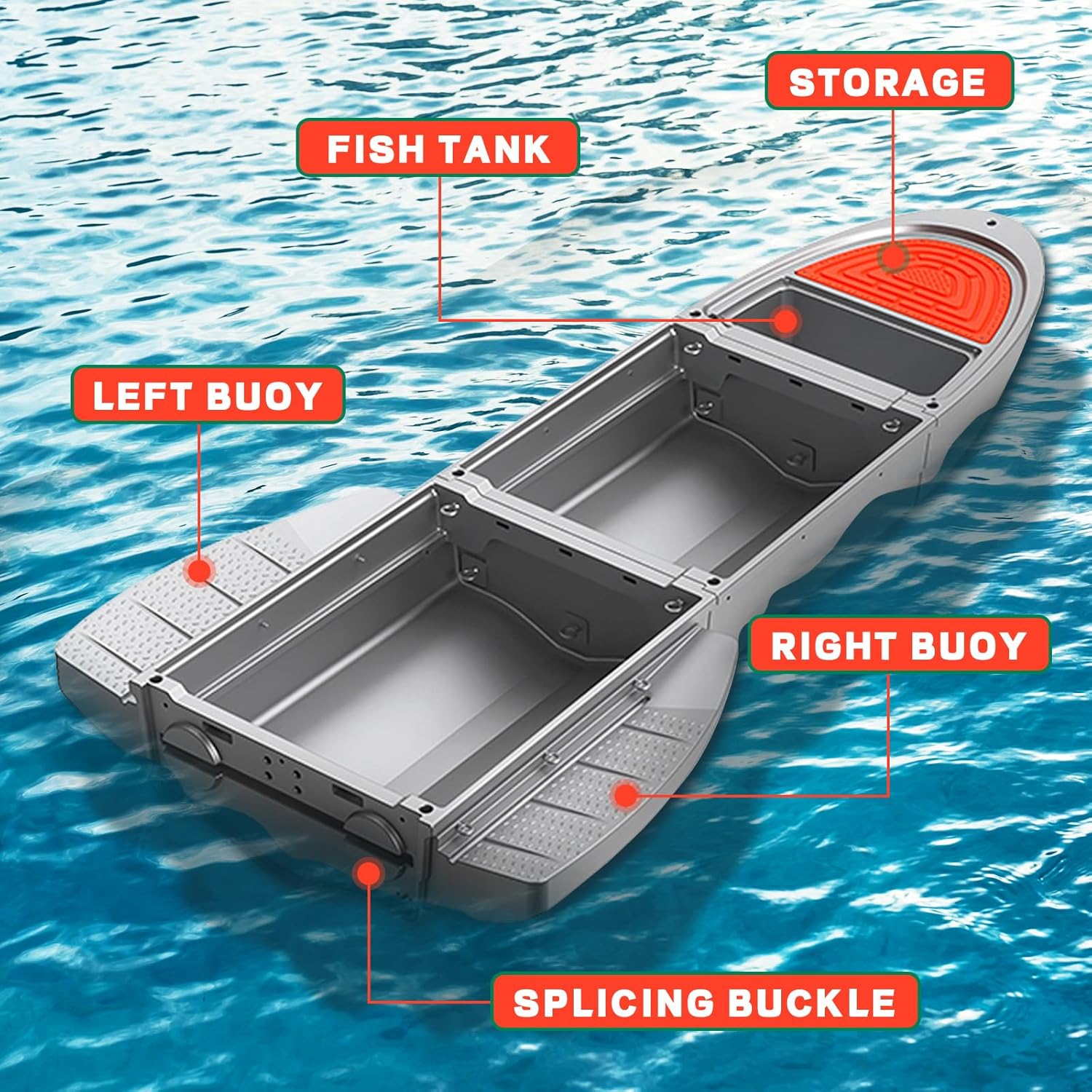 B1 Pontoon Boat ,  with Fish Tank for Hunting, Fishing, Rescuing and Touring (Grey)