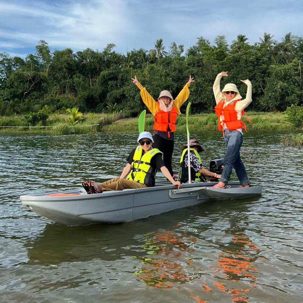 B1 Pontoon Boat ,  with Fish Tank for Hunting, Fishing, Rescuing and Touring (Grey)