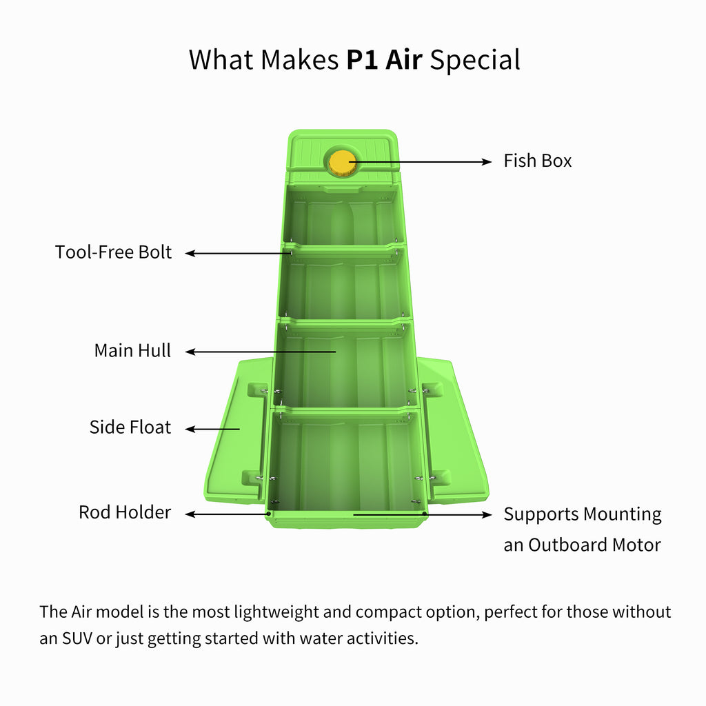 Artigree Fishing Boat, P1 Boat Fits in Sedan  (Air Green)