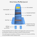 Artigree Fishing Boat, P1 Boat Fits in SUV Trunk  (Blue Grey)