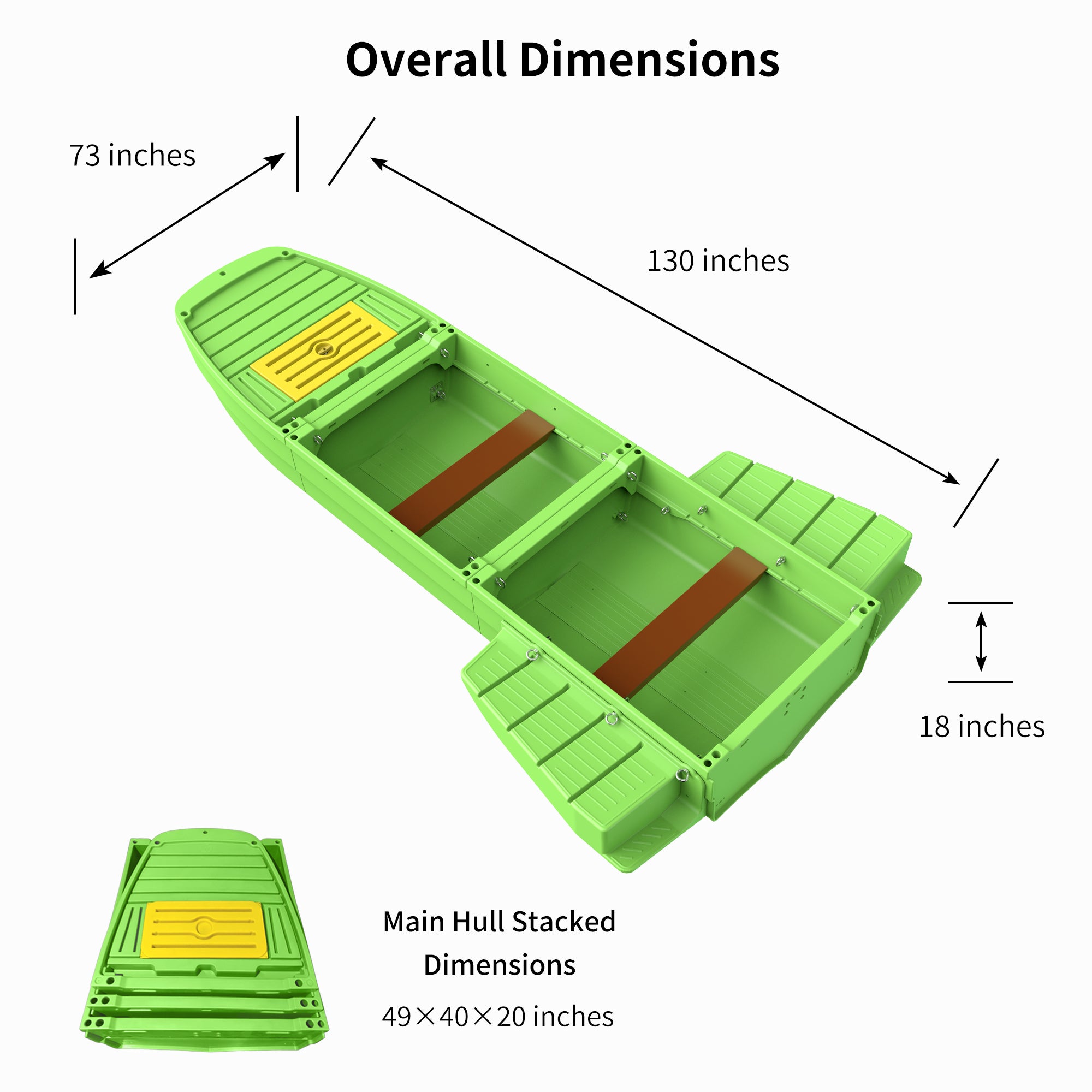 Artigree Fishing Boat, P1 Boat Fits in SUV Trunk  (Pro Green)