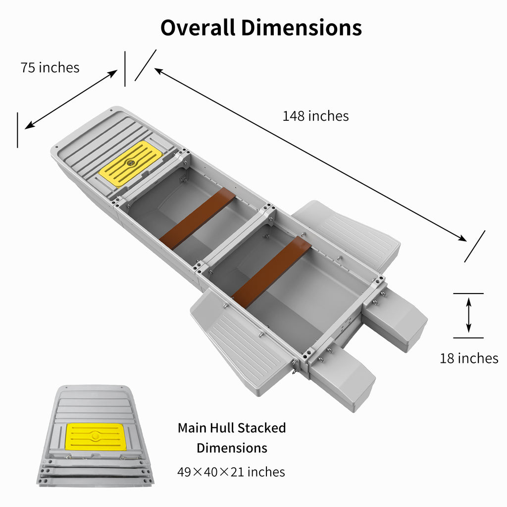 Artigree Fishing Boat, High-speed folding boat, Fits in Suv (Ultra Grey)