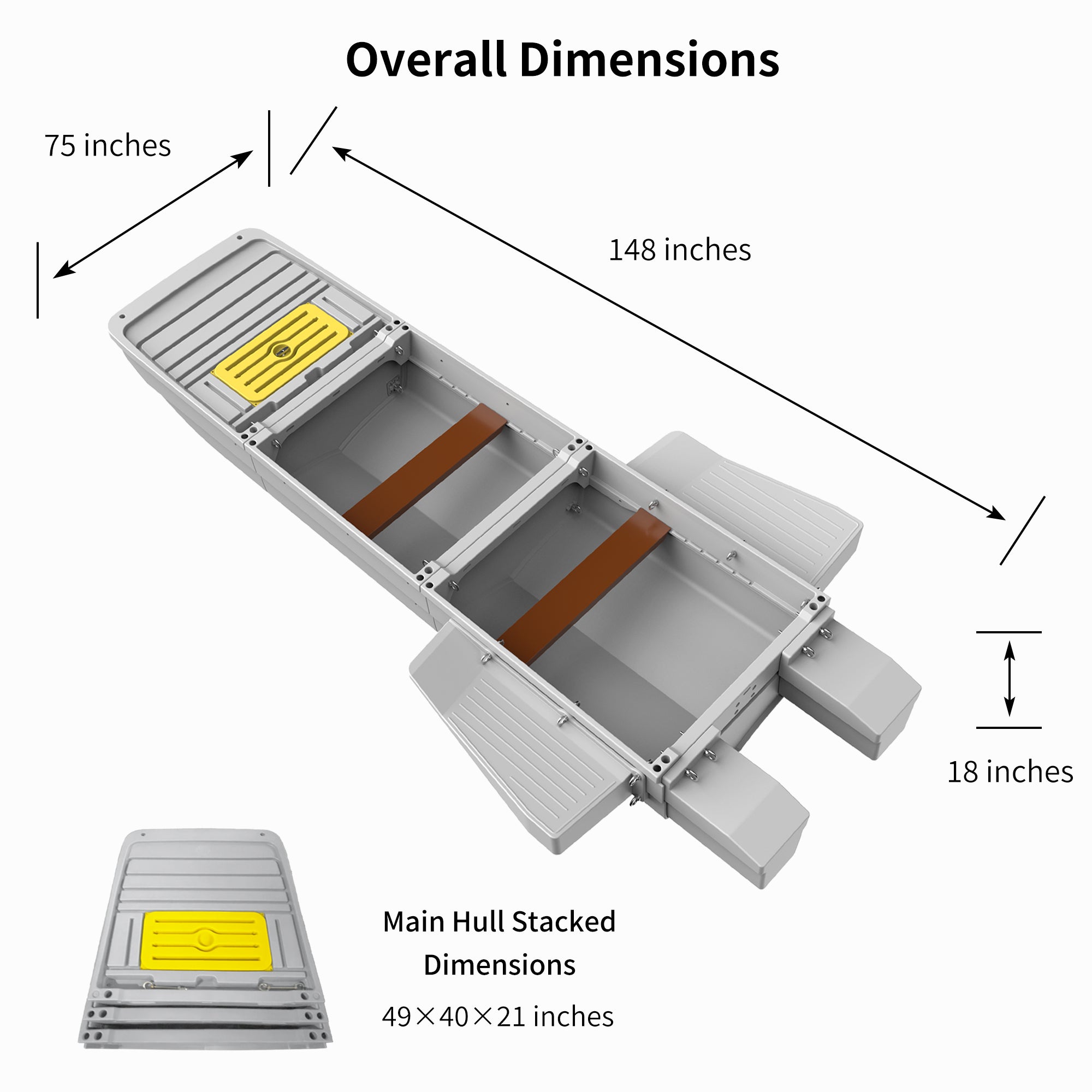 Artigree Fishing Boat, High-speed folding boat, Fits in Suv (Ultra Grey)