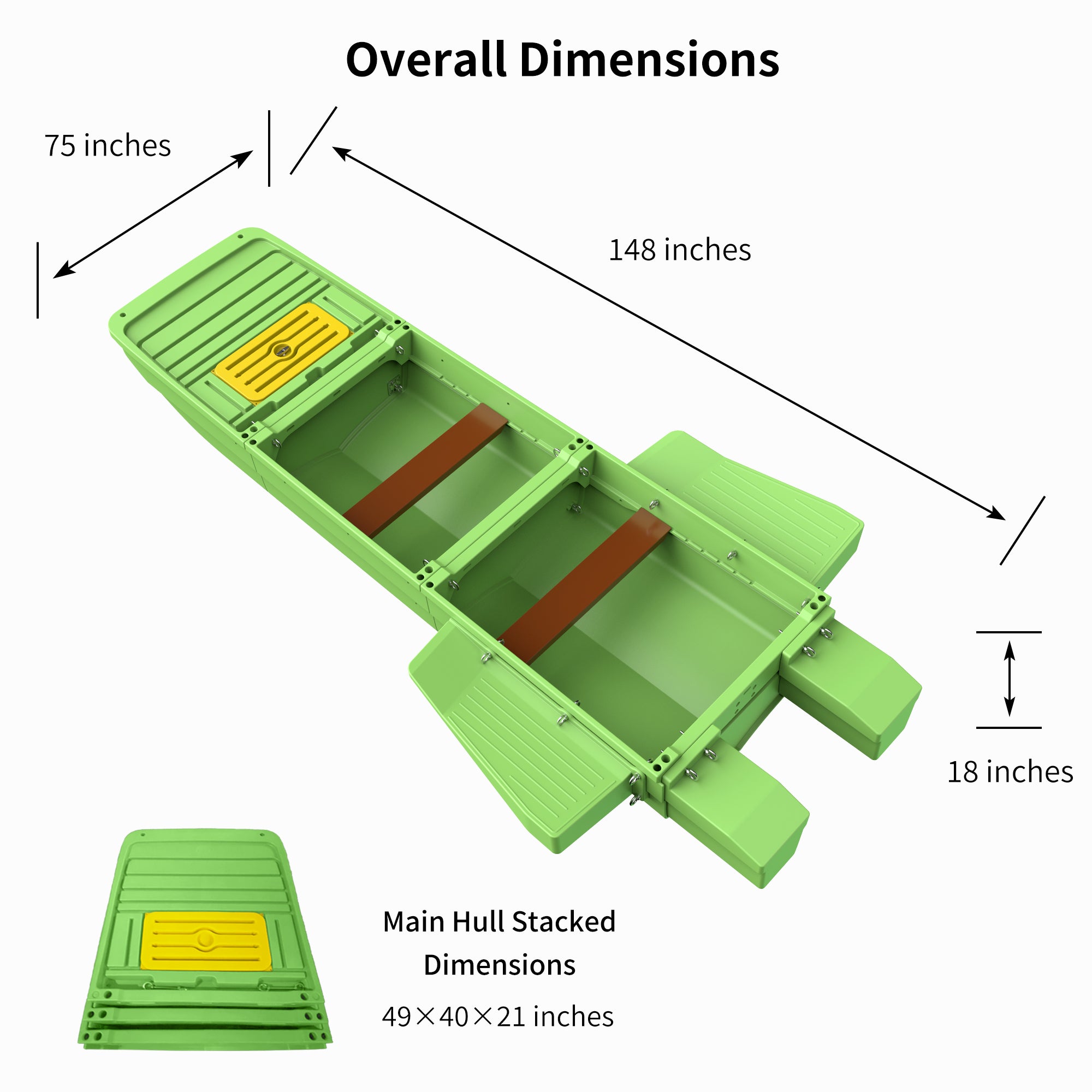 Artigree Fishing Boat, High-speed folding boat, Fits in Suv (Ultra Green)