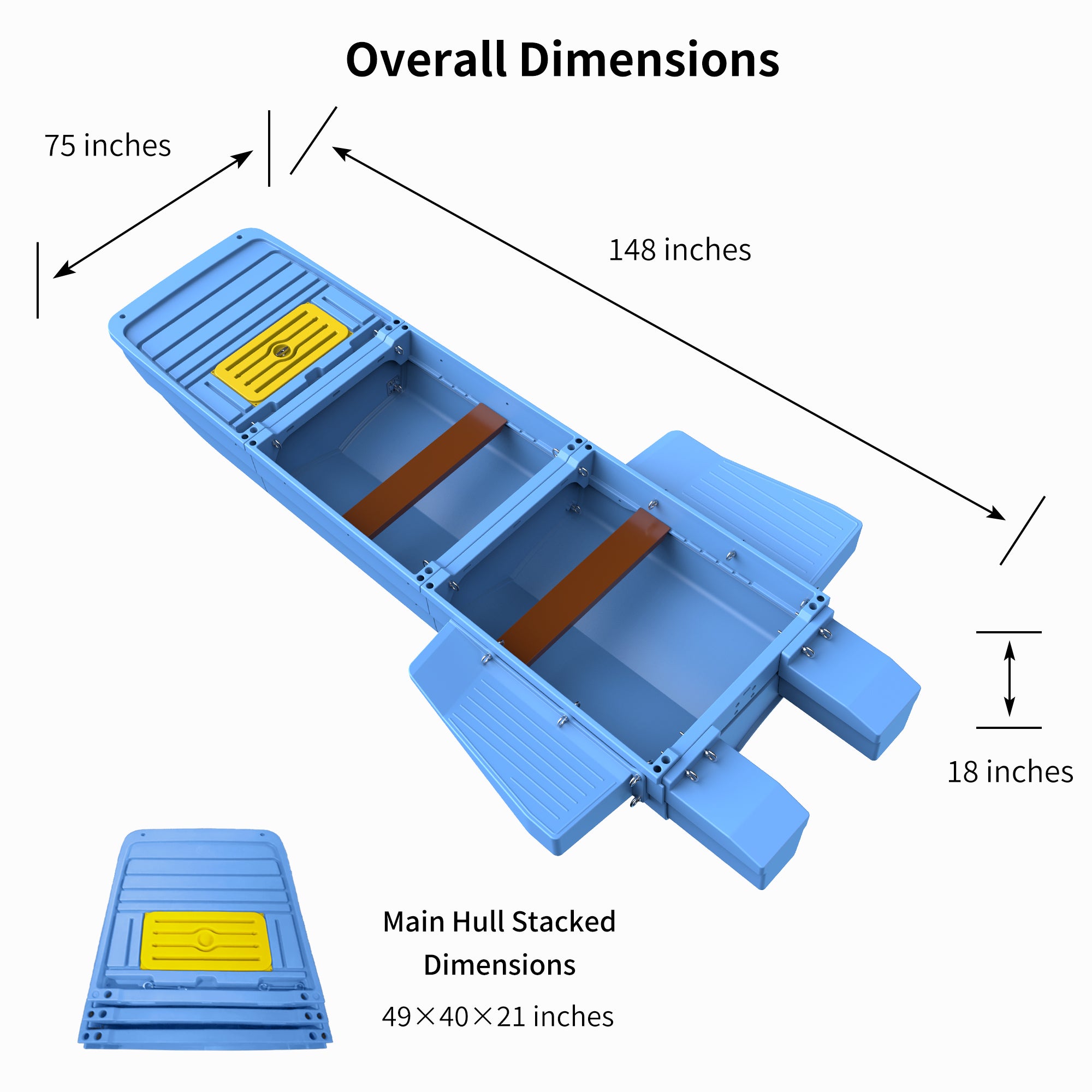 Artigree Fishing Boat, High-speed folding boat, Fits in Suv (Ultra Blue)