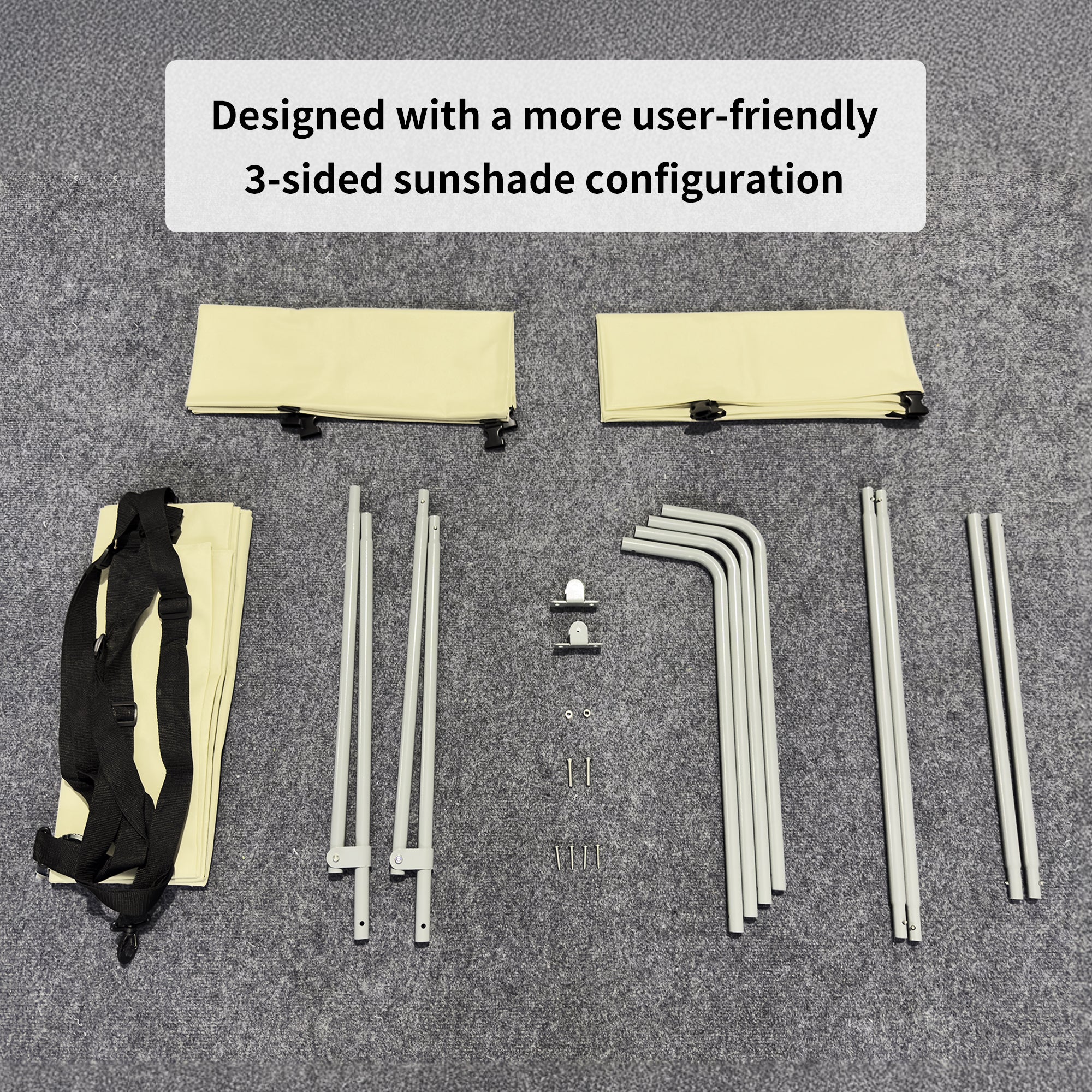 Three-sided sunshade canopy for the Artigree P1 folding boat（Beige）